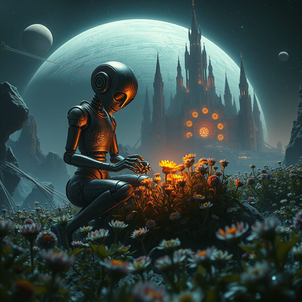 Dwemer Automaton Tends Alien Flora in Eerie Deep Space Lands...