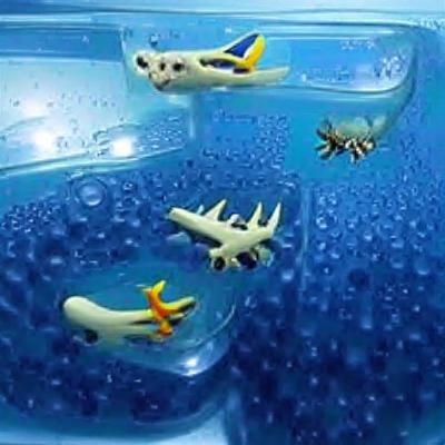 Underwater Airplane with Sea Life in Realistic Style