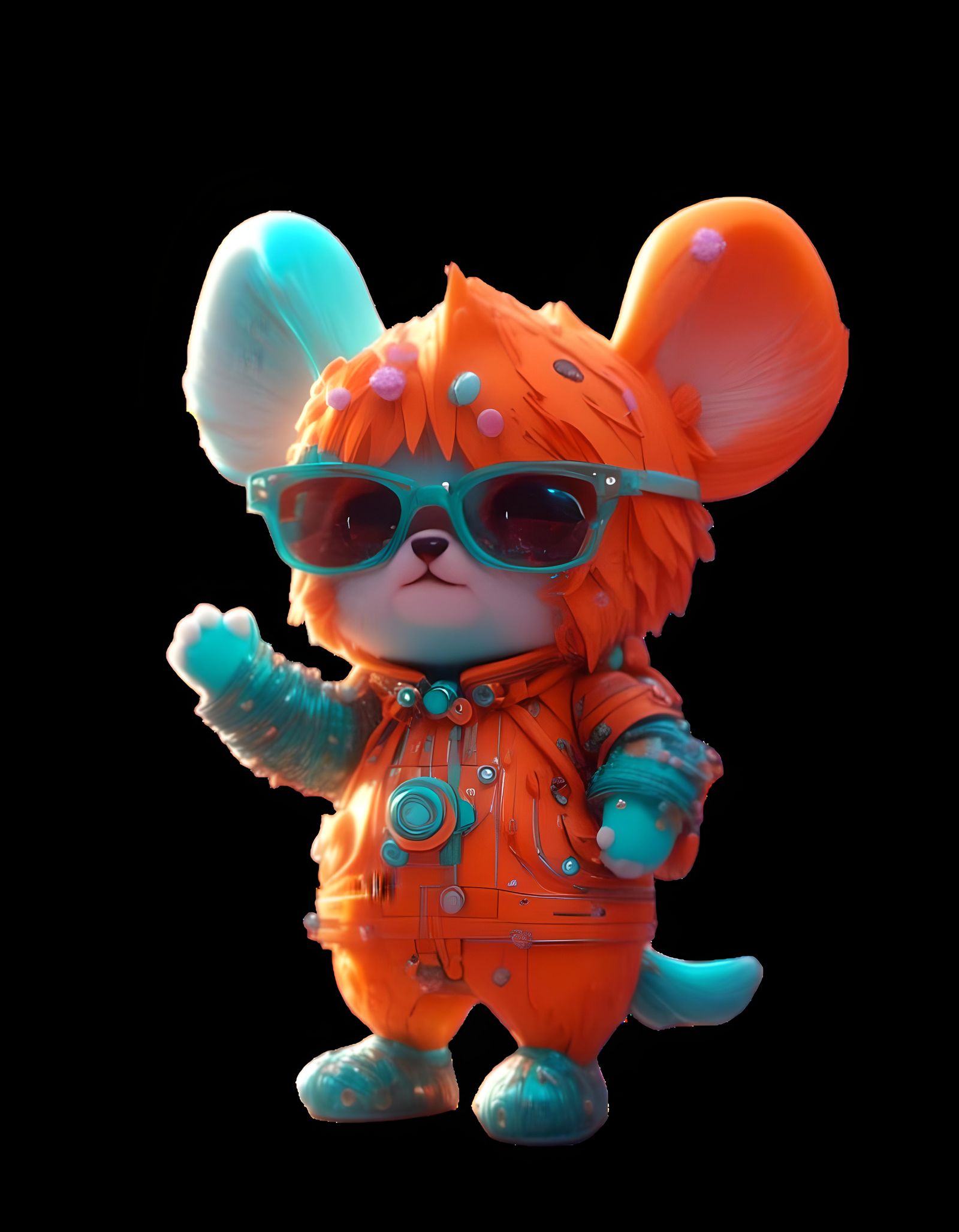 Cute Bearcat in Moebius Style, Dynamic Lighting