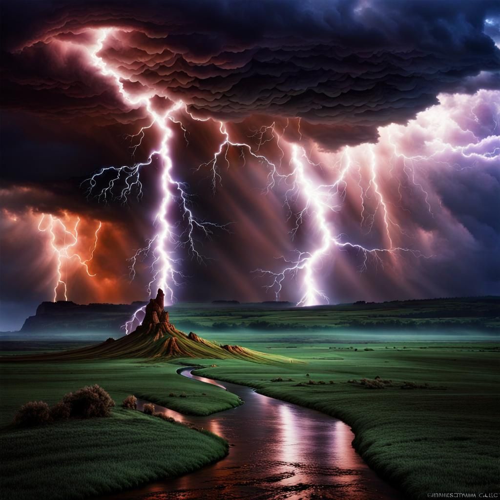 Surreal Lightning Strike: A Dreamlike Masterpiece