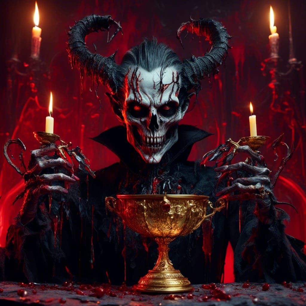 Vampire Drinking Blood in Hyperrealistic Splash Art