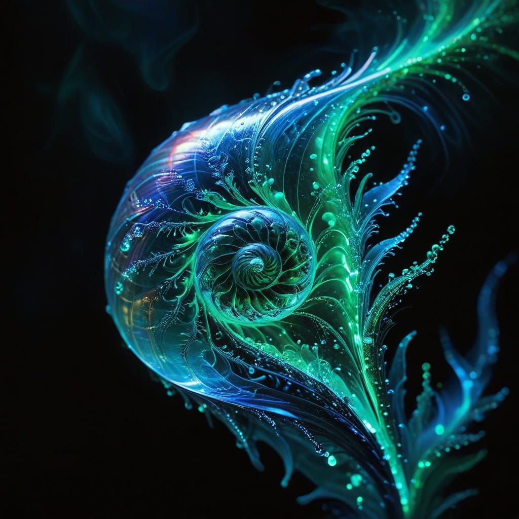 Ethereal Bioluminescent Shell in Iridescent Hues