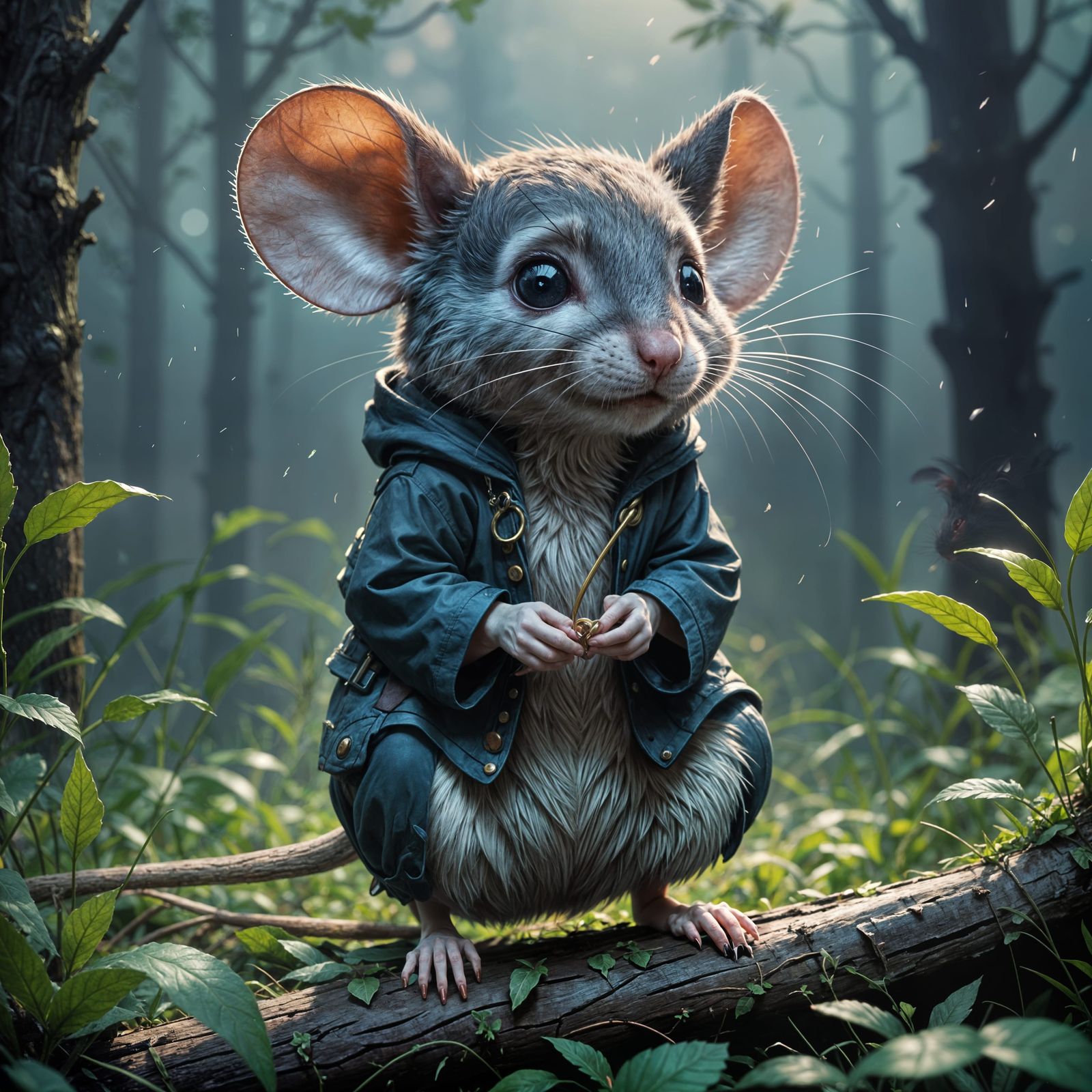 Shy Mouse in Mist: Cel-Shaded Anime Style