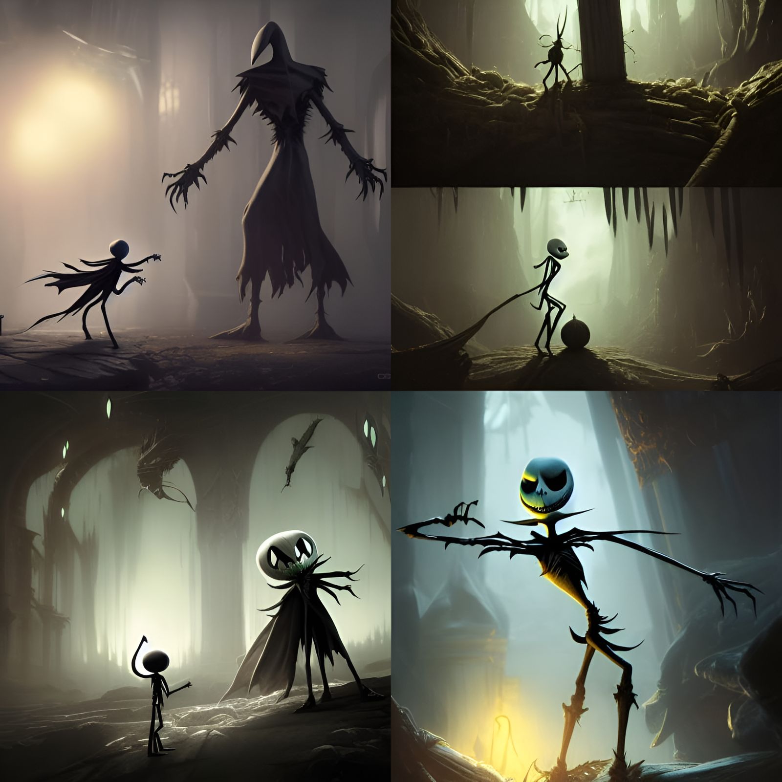 Jack Skellington vs Oogie Boogie: Dark Fantasy Concept Art