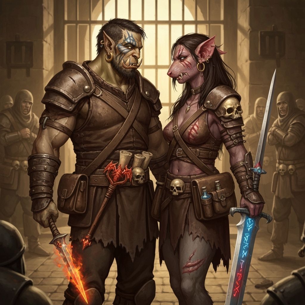 Mystical Orc and Wererat Thieves in Prison