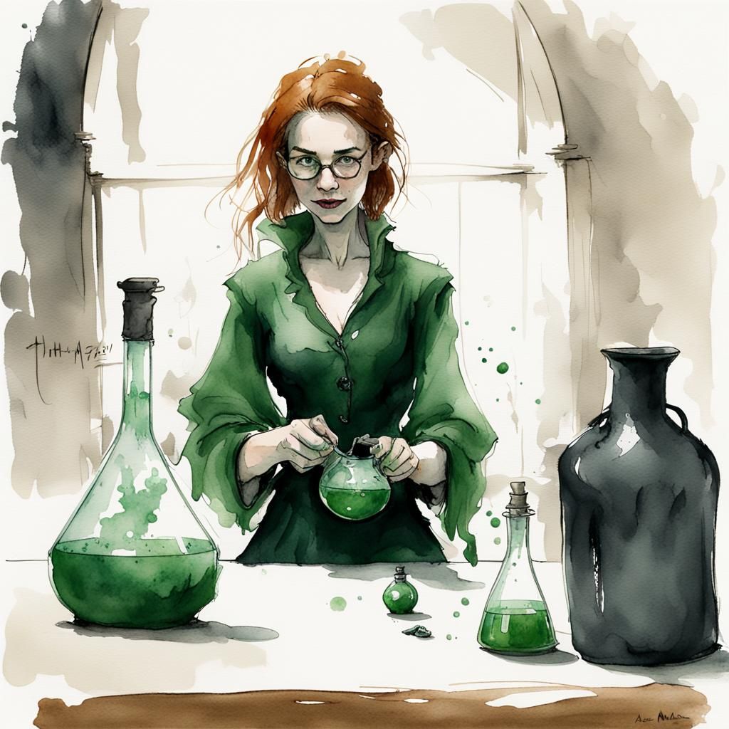 Humorous Slytherin Student in Potion Class