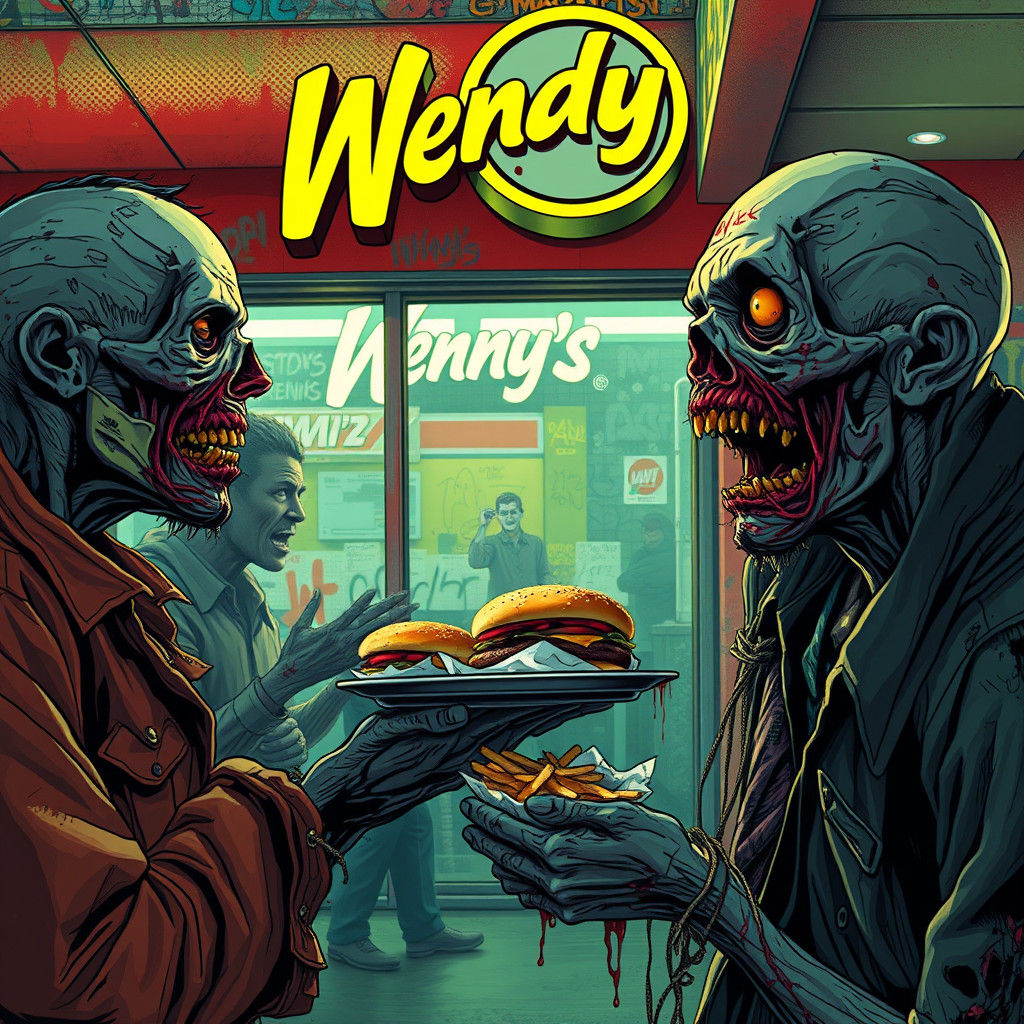 Covid Zombies Crave Fast Food in Graffiti Restaurant