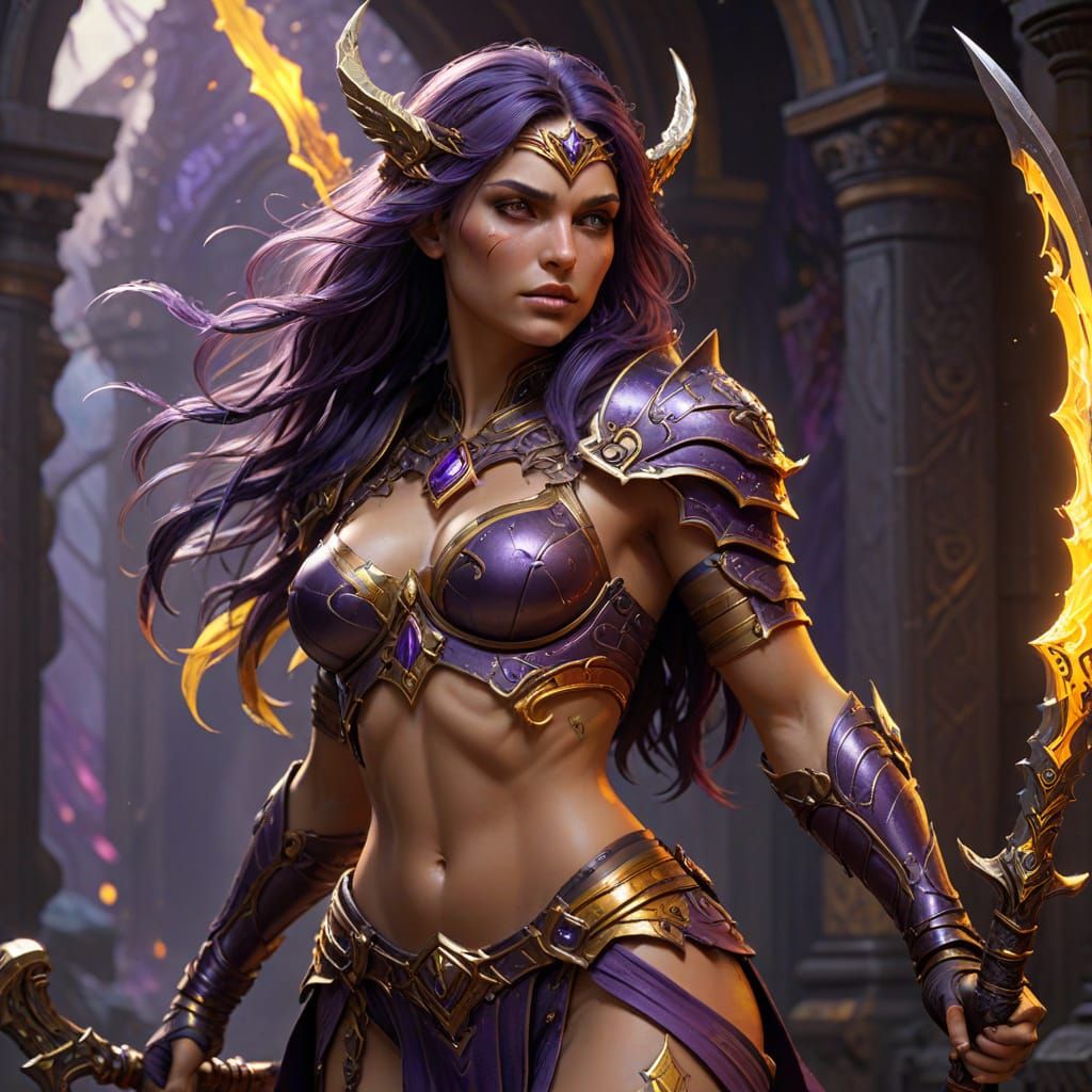 Hyperdetailed Amazon Warrior in Dark Fantasy Style