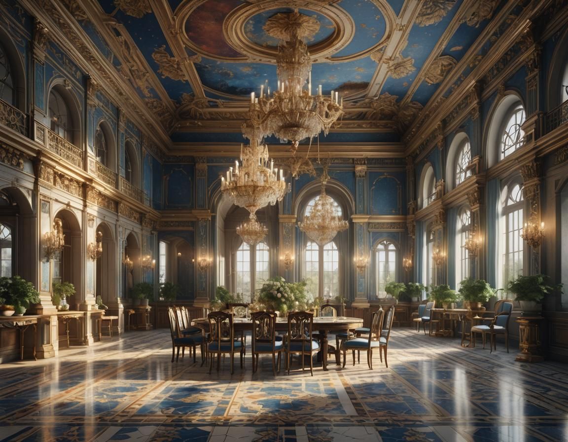 Grand Estate Dining Hall in Neo-Classical Style