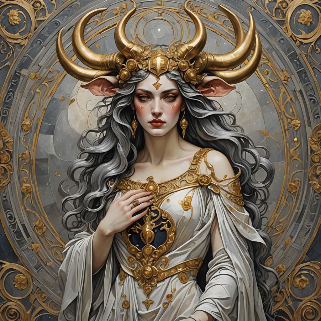 Gothic Pagan Goddess in Silver and Gold