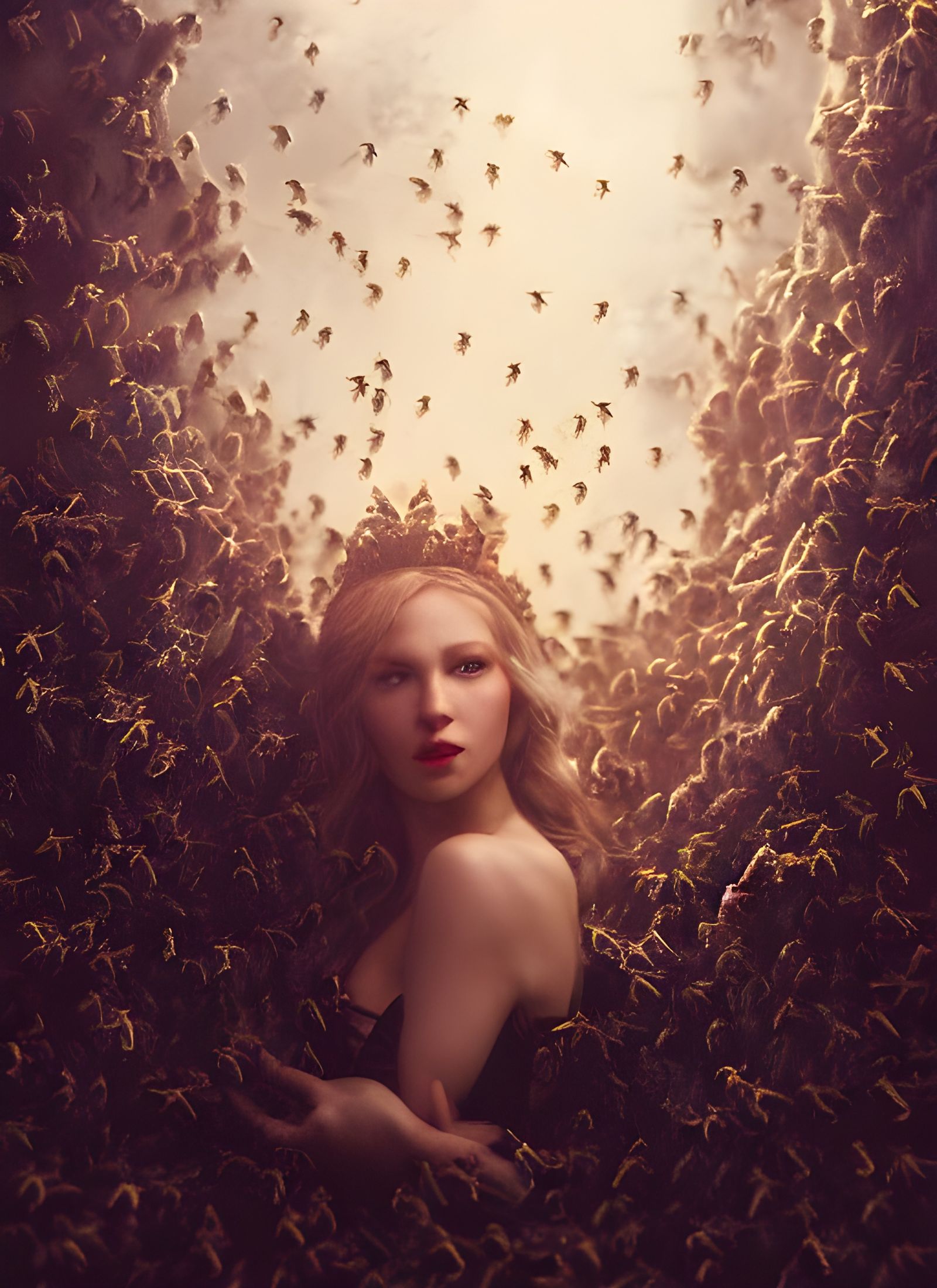 Beautiful Bee Queen in Hyperdetailed Cinematic Shot