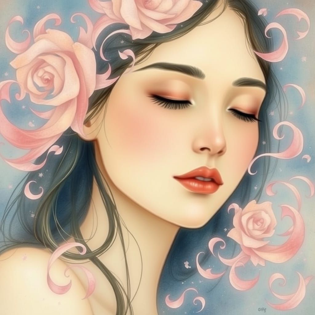 Dreamlike Portrait of a Woman in Ethereal Love