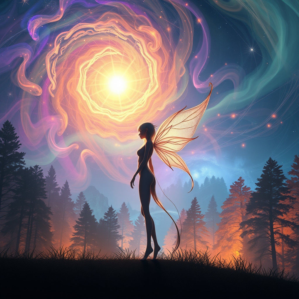 Ethereal Being in Mystical Forest: Surreal Digital Art