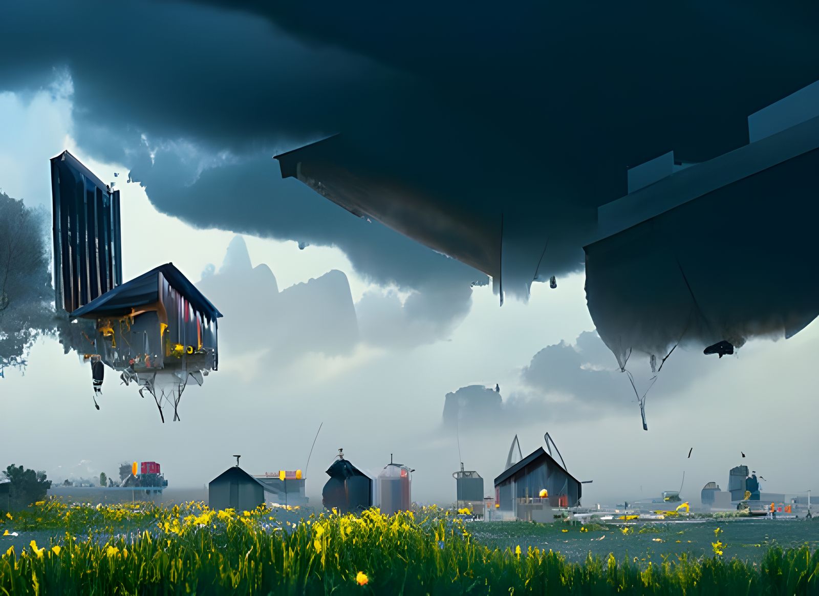 Town Floating Above Cornfield at Dawn: Concept Art