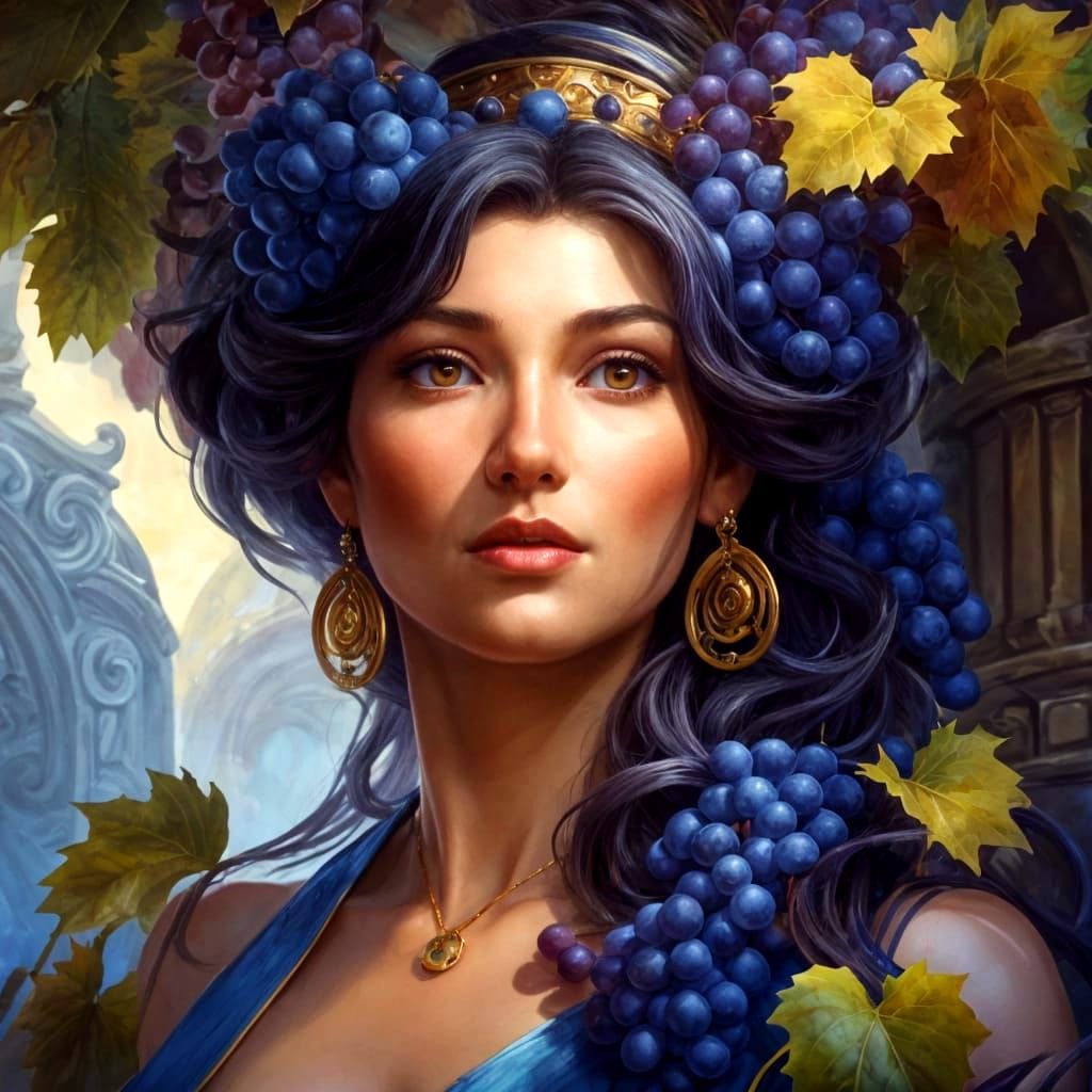 Grape Vine Goddess in Ancient Temple, Art Nouveau