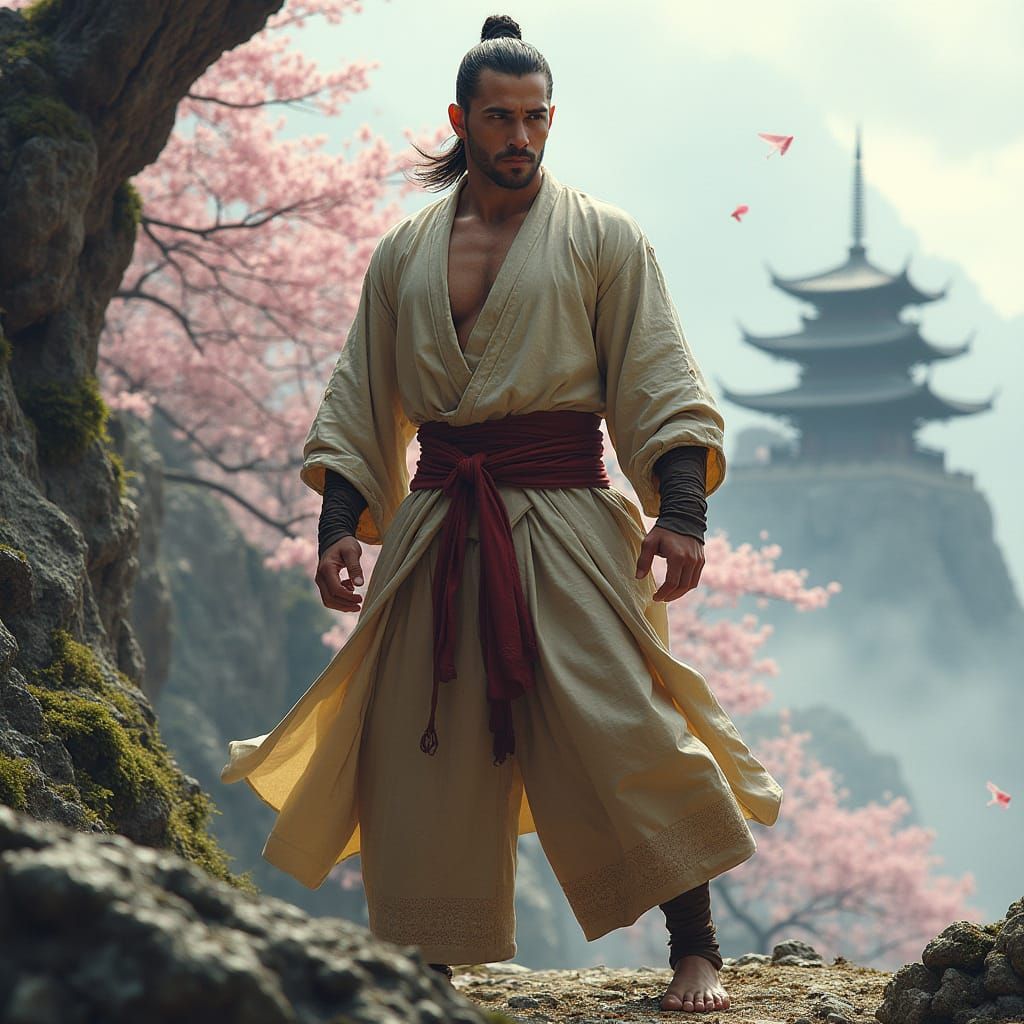 Disciplined Dungeons & Dragons Monk in Martial Arts Stance, ...