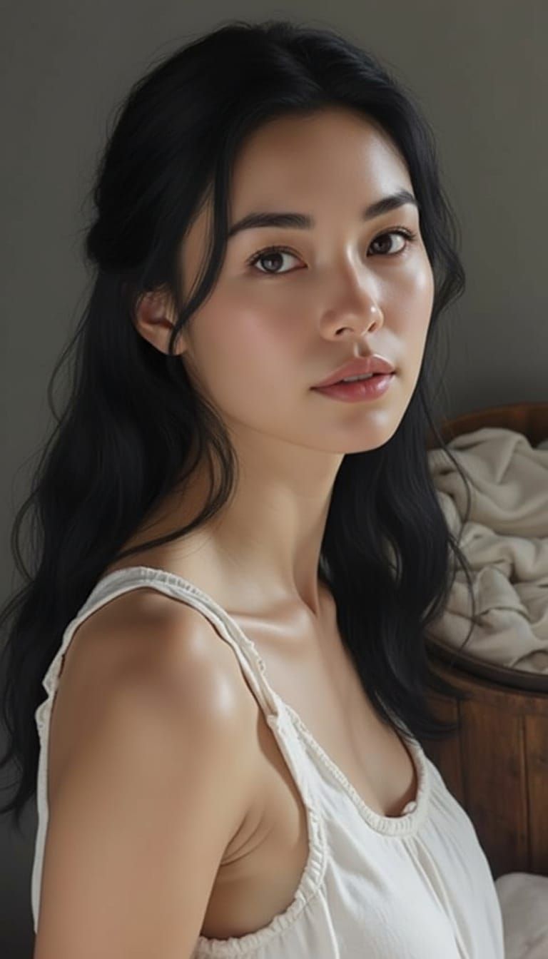 Woman Washing Clothes in a Laundry Bucket