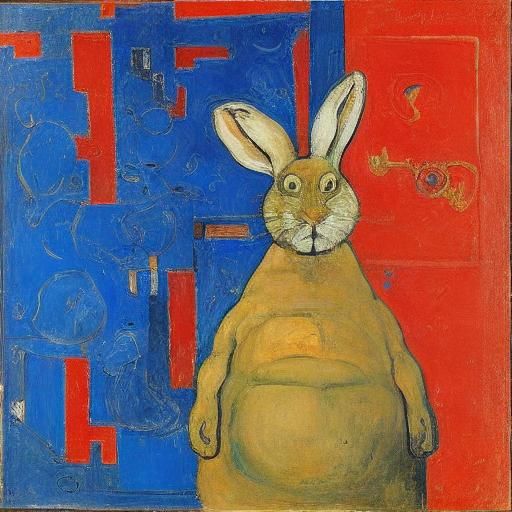 Rabbit vs Boyar Boxing Match in Abstract Style
