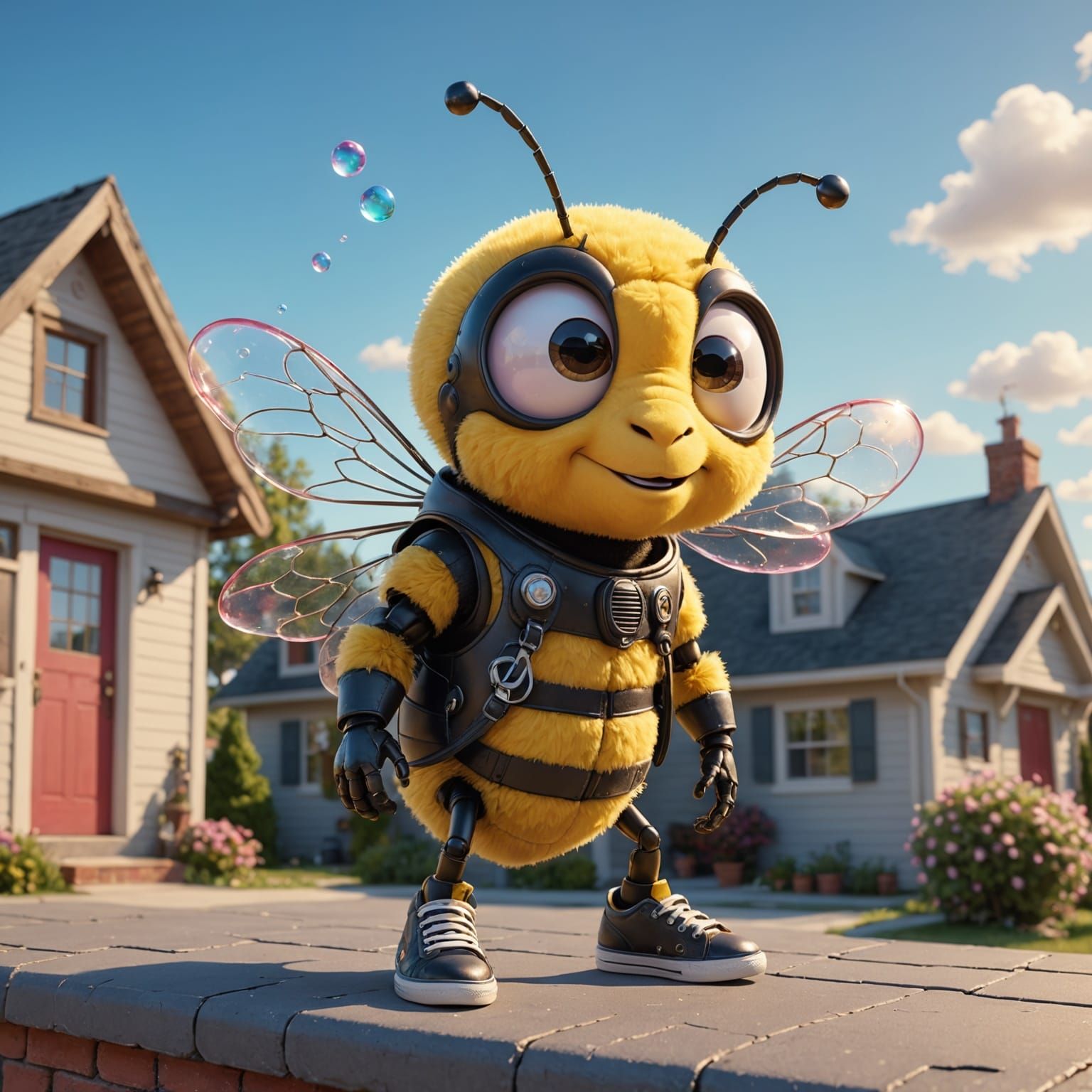 Fuzzy Bumble Bee in Cyberpunk Chic