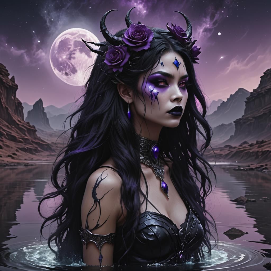 Demon Goddess Portrait on Alien Planet