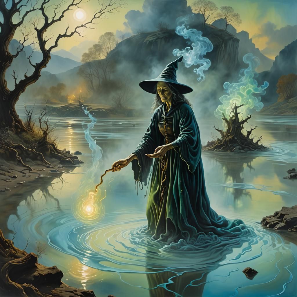 Ethereal Witch Incantation in Dreamlike Surrealism