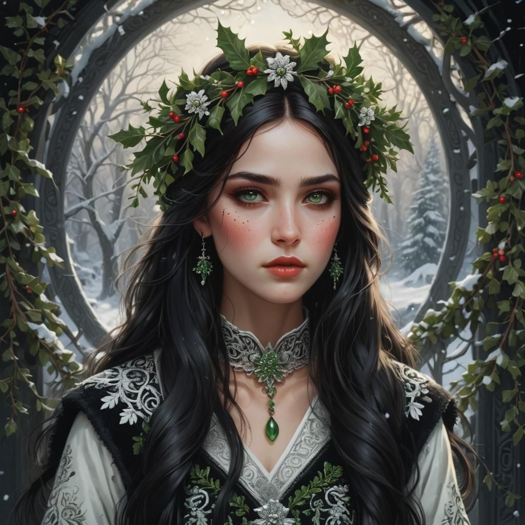 Snow Maiden in Ukrainian Dress, Greg Rutkowski Style