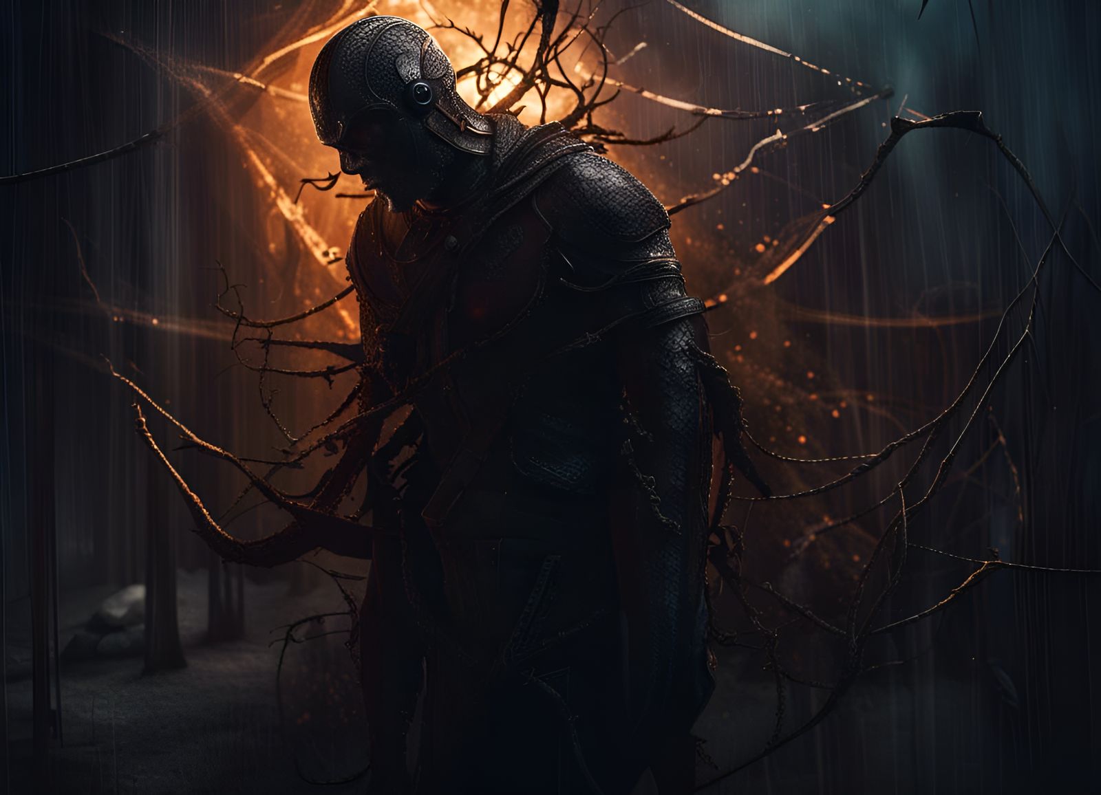 Spooky Spiderweb Creature in Hyperdetailed Horror Portrait