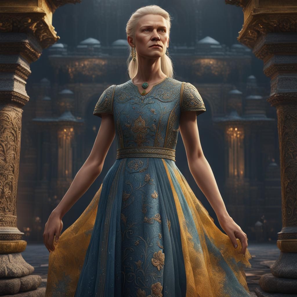 Erling Haaland in Dress: Detailed Matte Painting