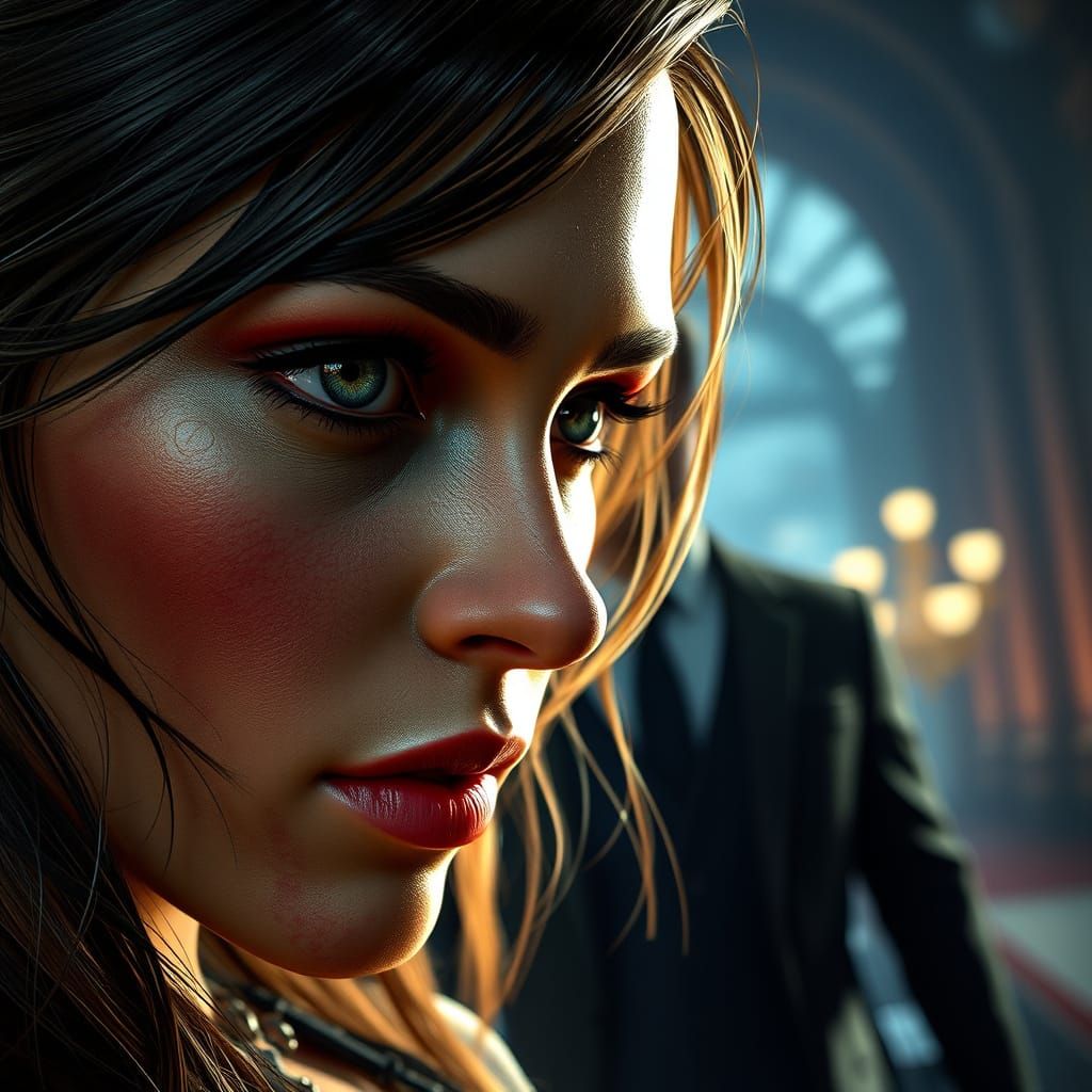 Woman with Tears Reflected in Mirror