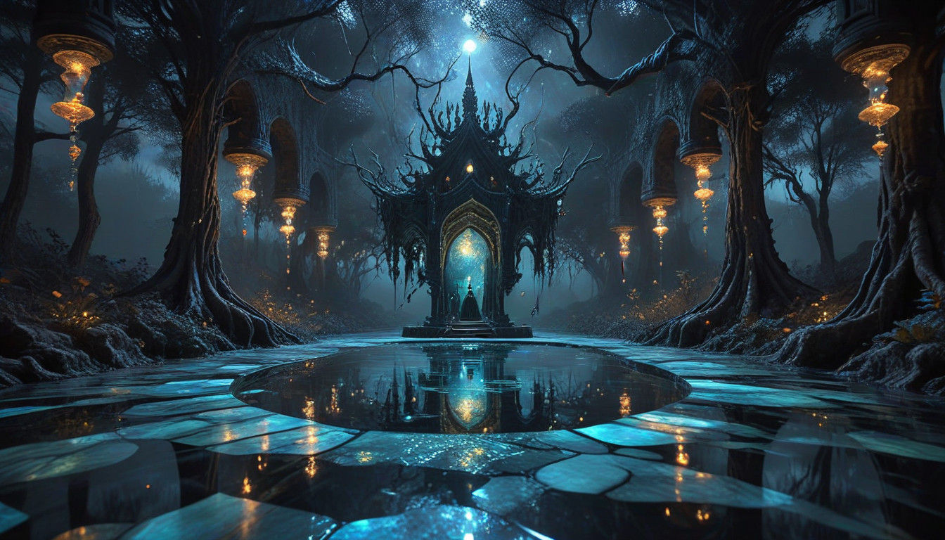 Ethereal Ancestral Pools Glow in Twilight Realms