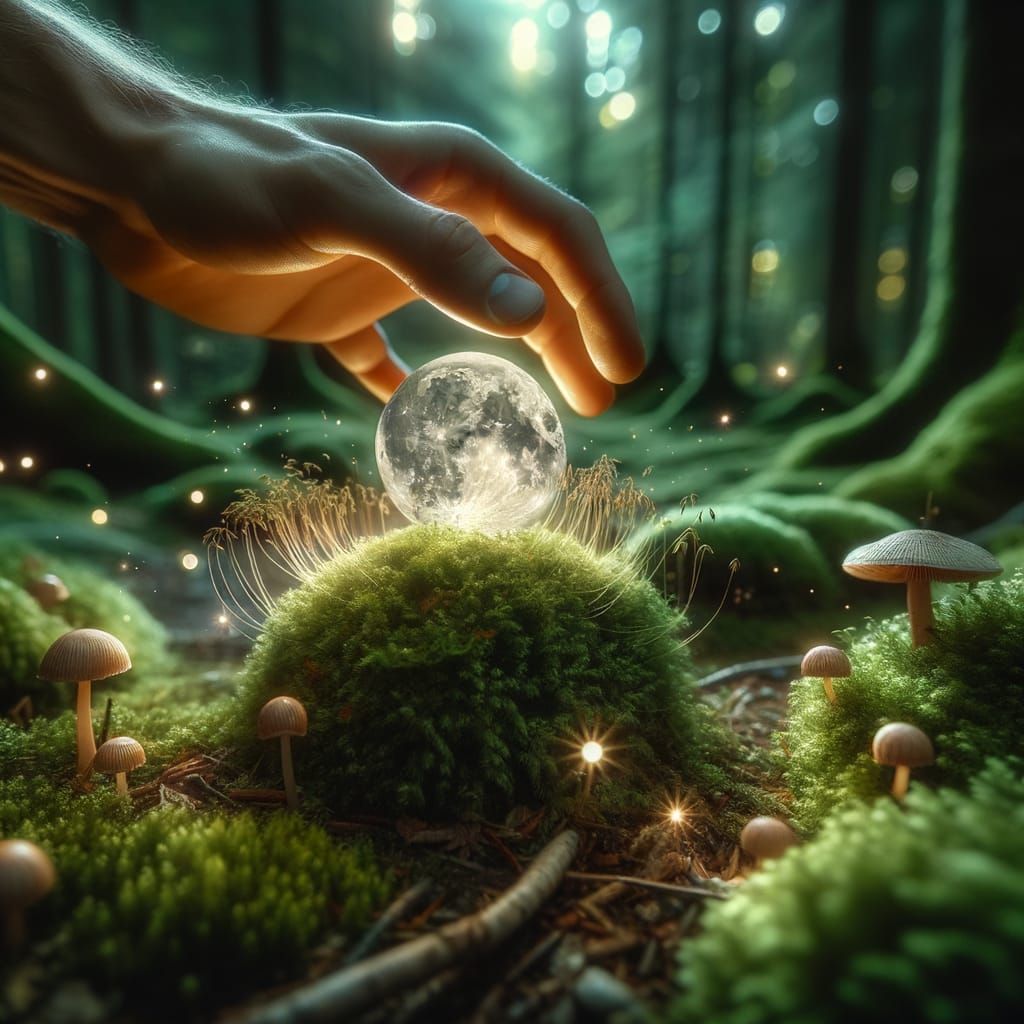 Moonlit Forest Floor in Whimsical Art Style