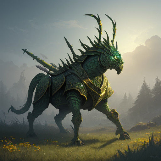 Herbacrite Guardian in Vibrant Fantasy Landscape