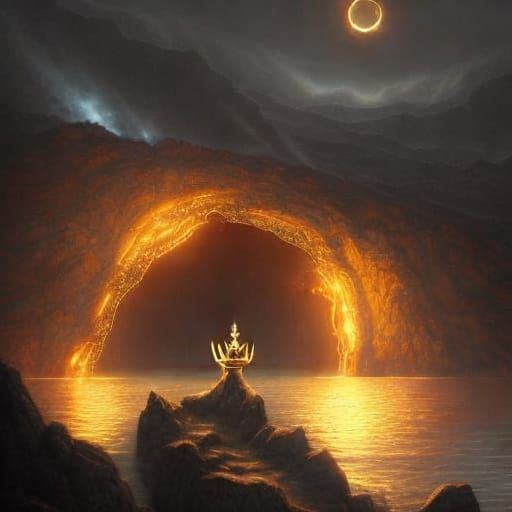 Hyperdetailed Gold Crown in Dark Fantasy Style