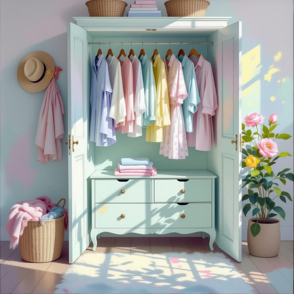 Ethereal Minimalist Painting of a Closet