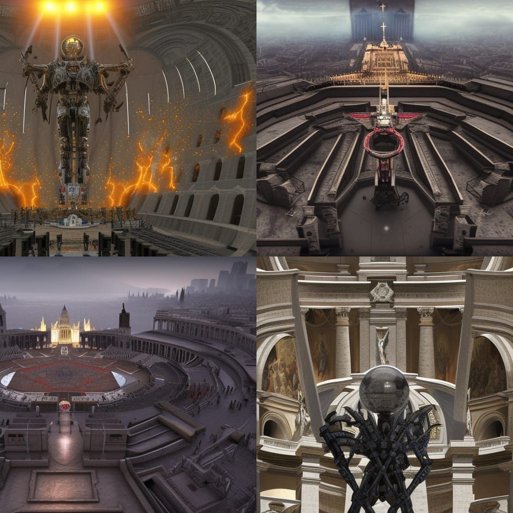 Futuristic Robot Priest Preaching Apocalypse, Sci-Fi Art