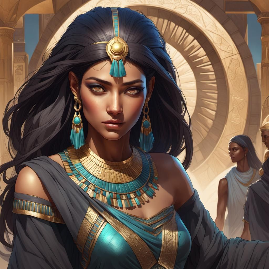 Beautiful Egyptian Girl Portrait in Hyperdetailed Style