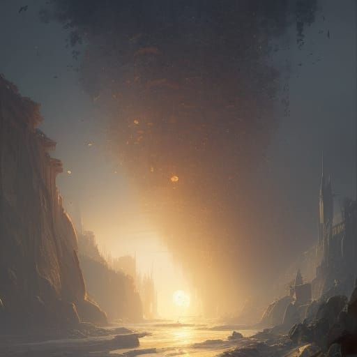 Dynamic Lighting Concept Art in Orange and Teal