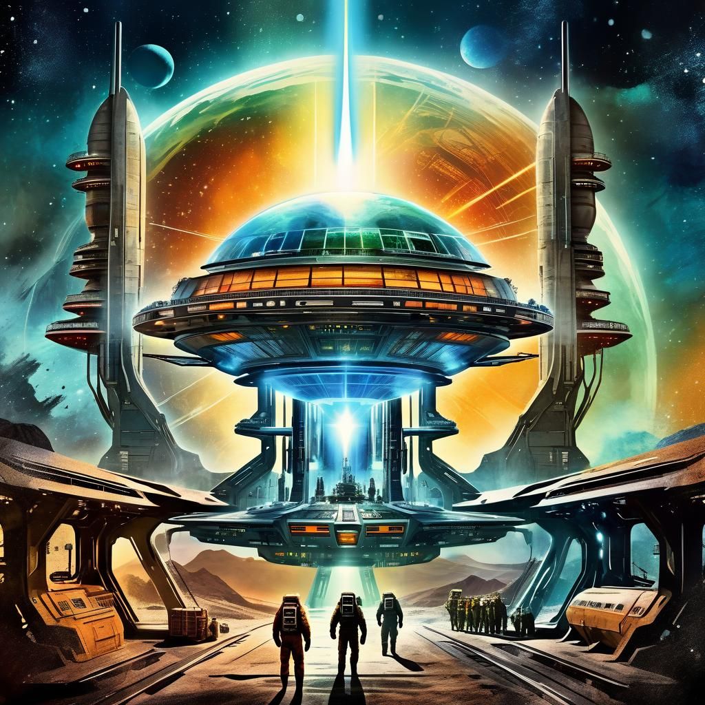 Fantasy Sci-Fi Double Exposure Watercolor Art