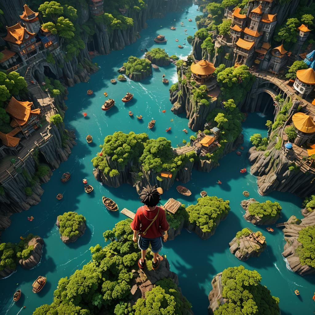 Luffy: Detailed Matte Painting in Deep Color