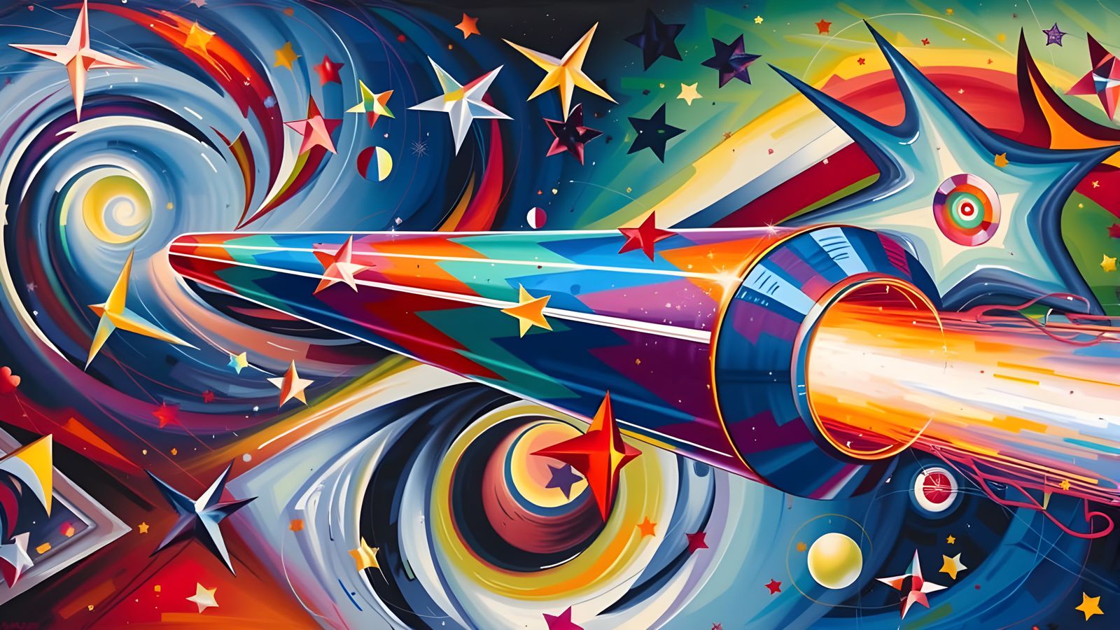 Sleek Mirror Cylinder with Iridescent Exhaust in Starry Vort...