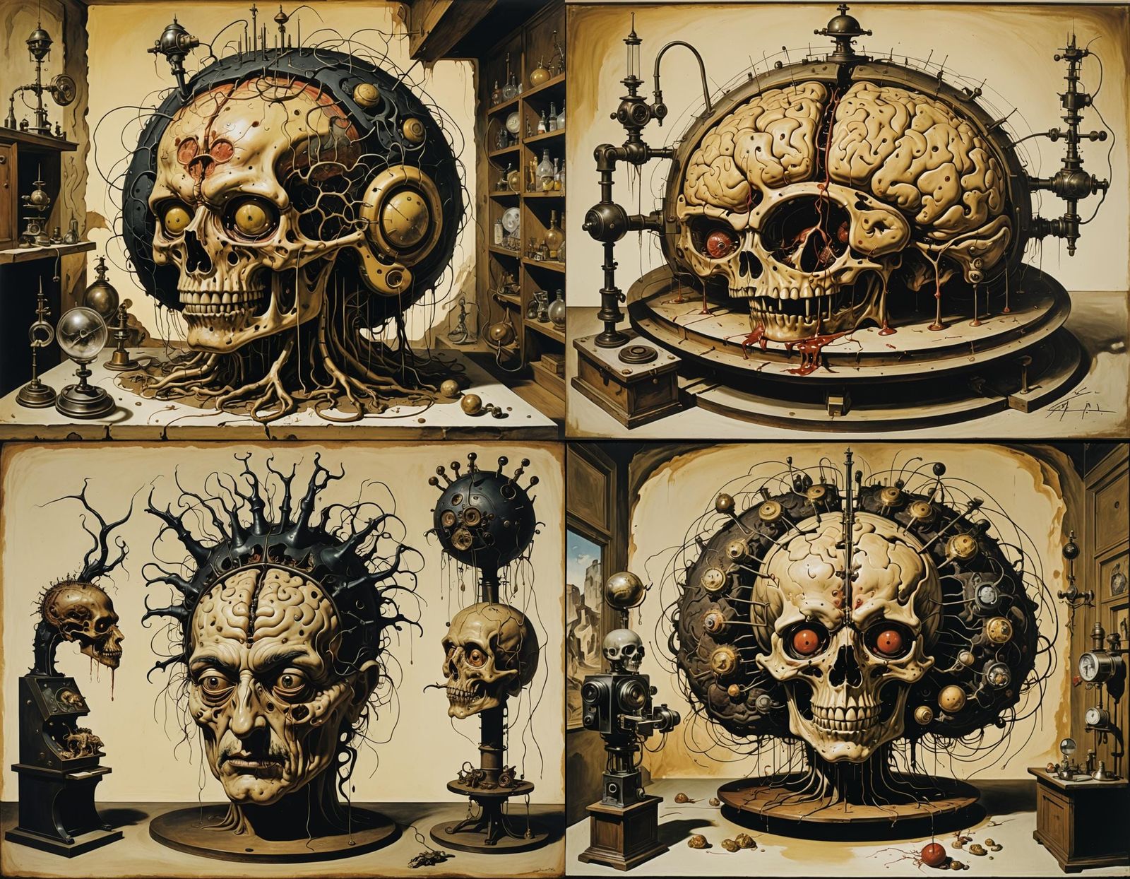 Surreal Laboratory Scene Inspired by Surrealist Masters