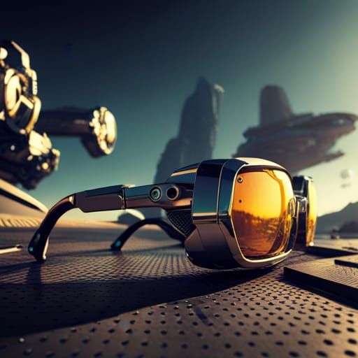 Futuristic Sci-Fi Sunglasses with Intricate Mech Details