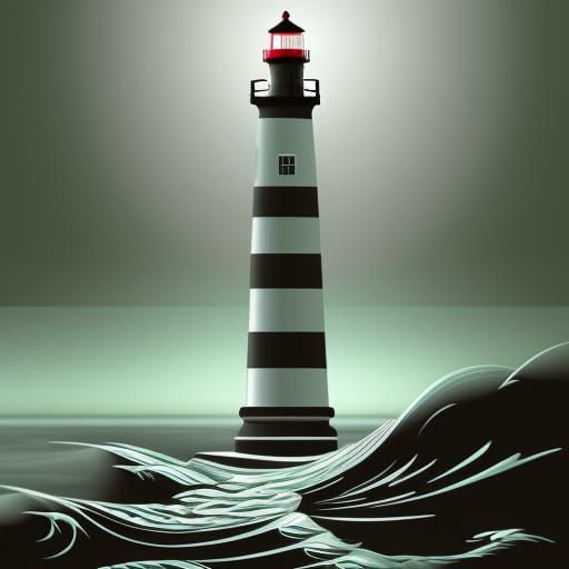 Abstract Fractal Landscape with Lighthouse