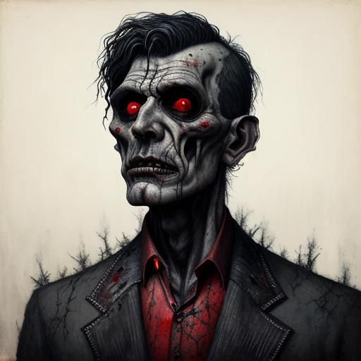 Distorted Sickly Man in Dark Surreal Gothic Art