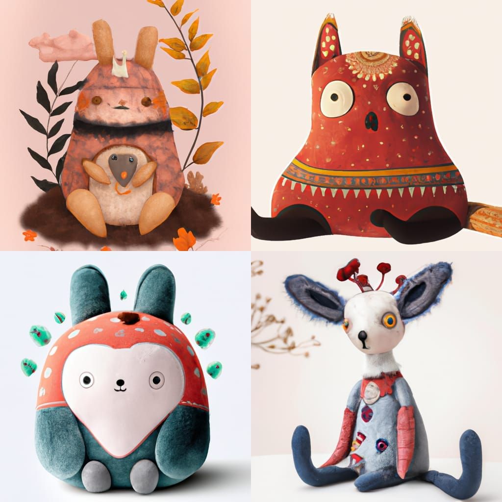 Dreamlike Animal Plush in Surrealist Style