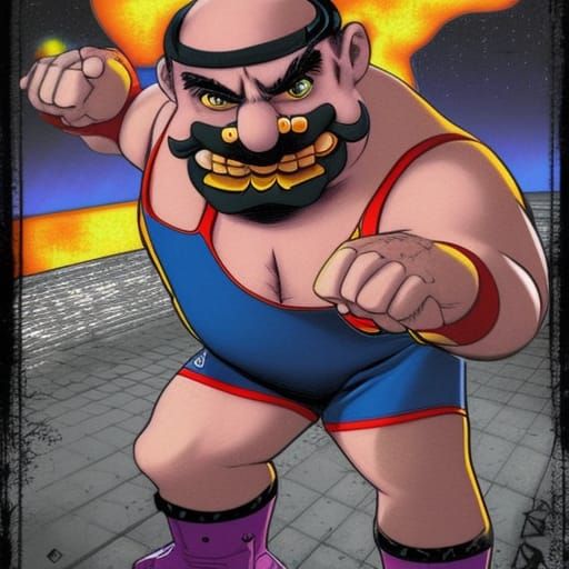 Wario: Pro Wrestler in Comic Book Art