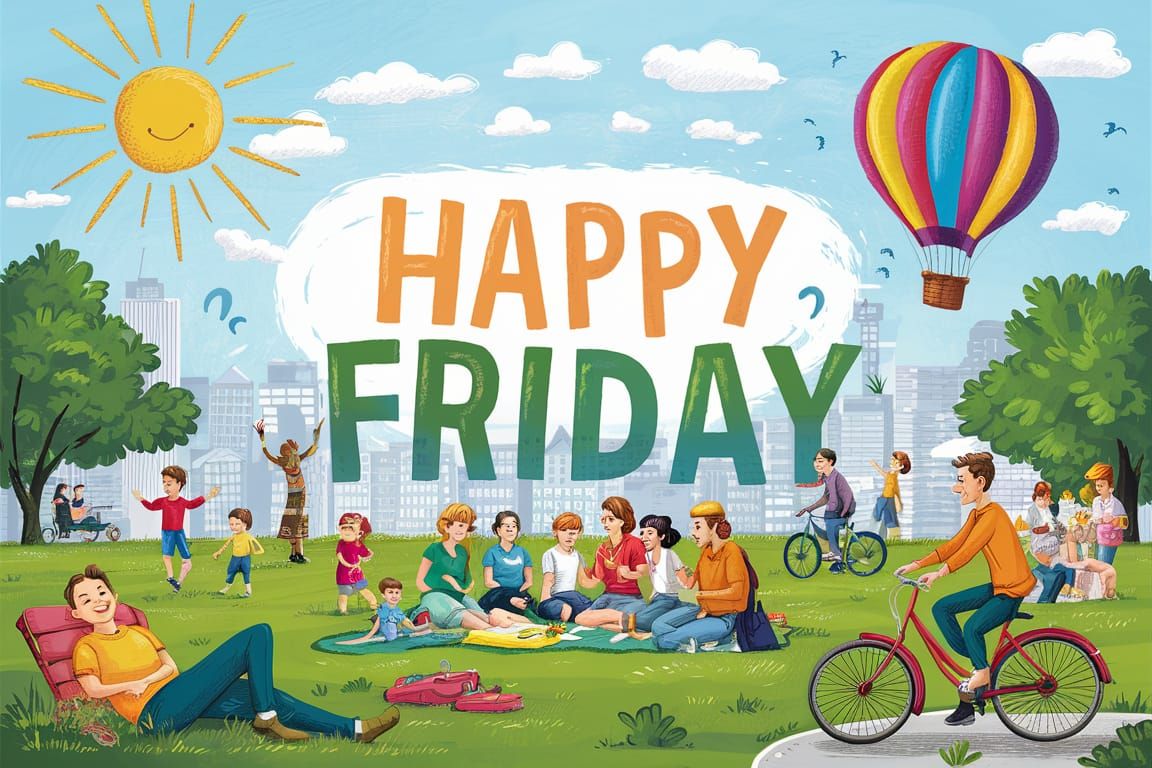 Cheerful Friday Illustration: Sunny City Celebration