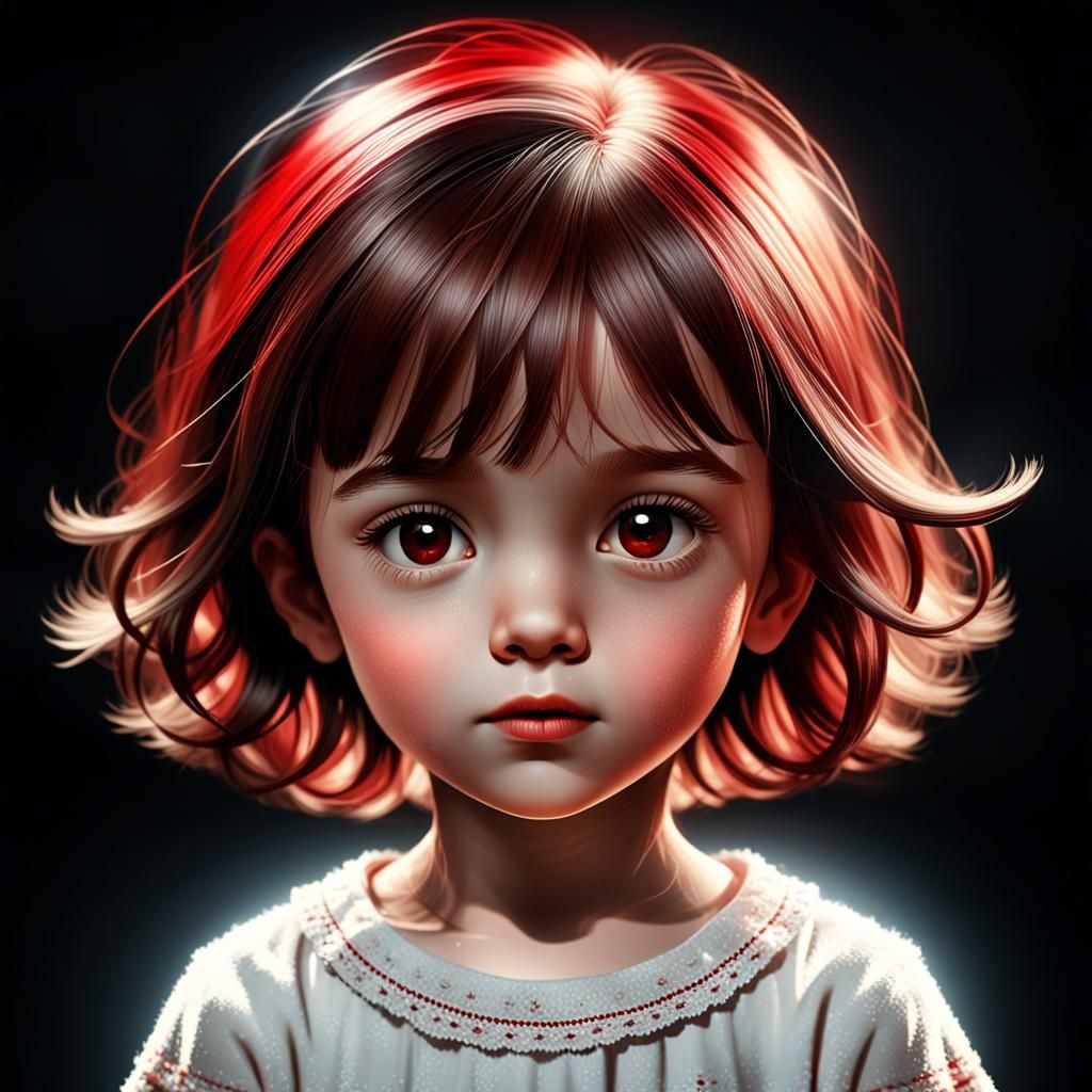 3D Portrait of a Young Redhead Girl in Brown Attire