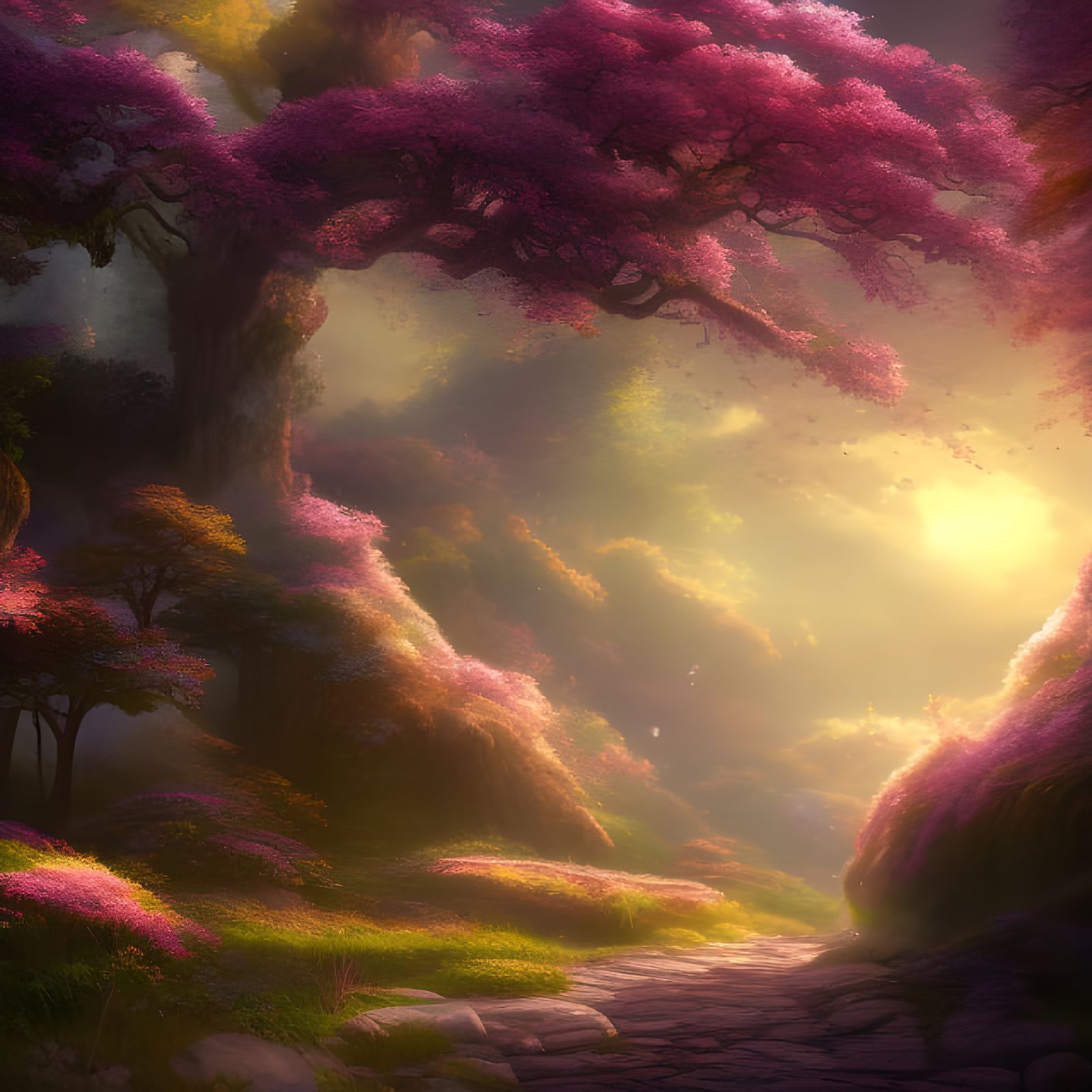 Cherry blossom trees