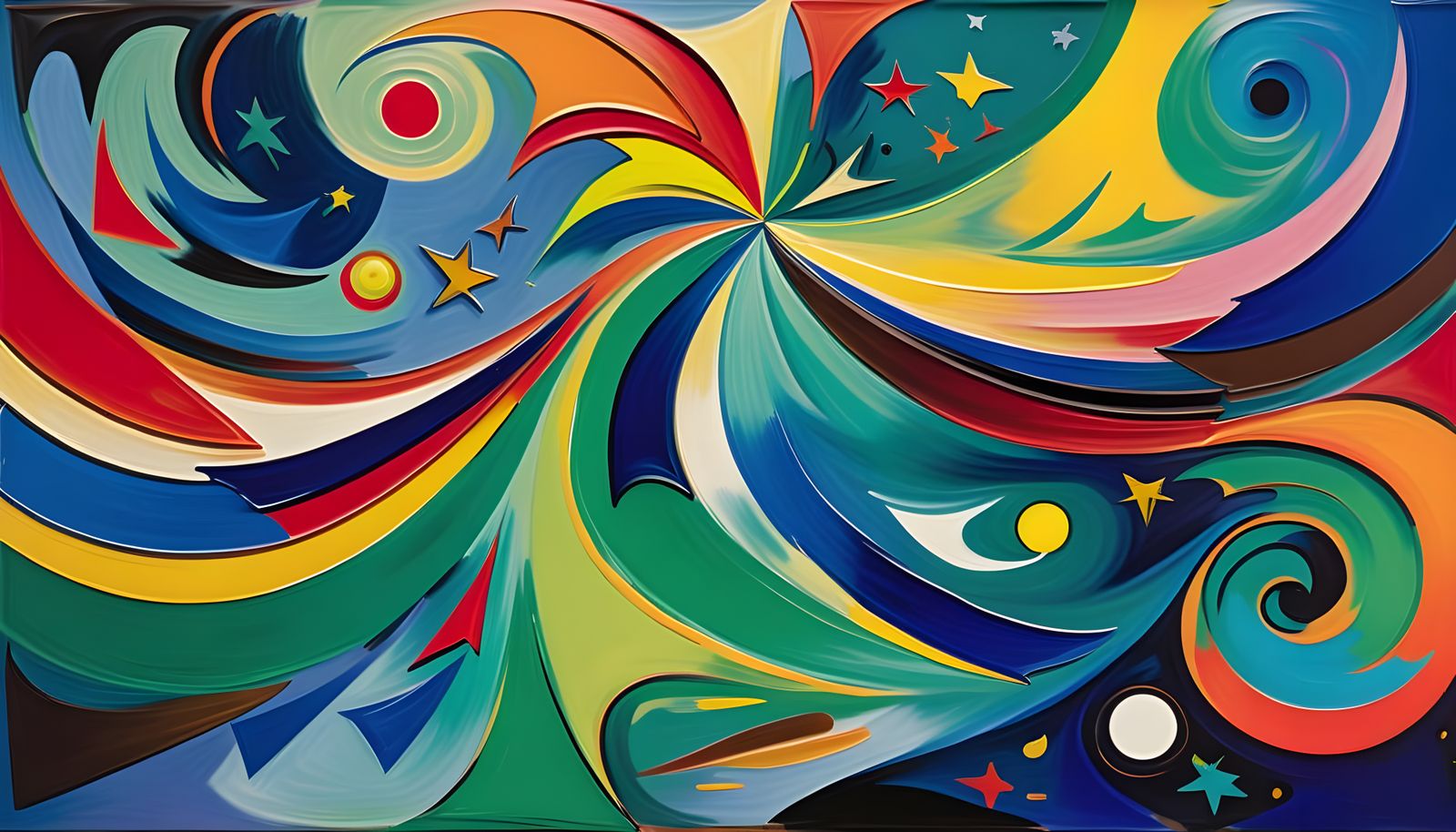 Abstract Cosmic Dance in Vibrant Impasto Style